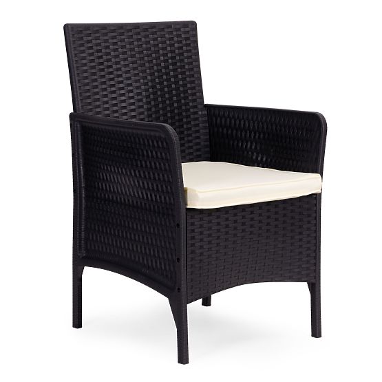 Gartenmöbelset 2 Sessel + Tisch gehärtetes Glas schwarz MultiGarden