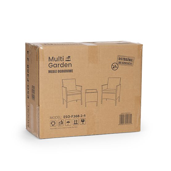 Gartenmöbelset aus Technorattan 2 Stühle Tisch dunkelbraun MultiGarden