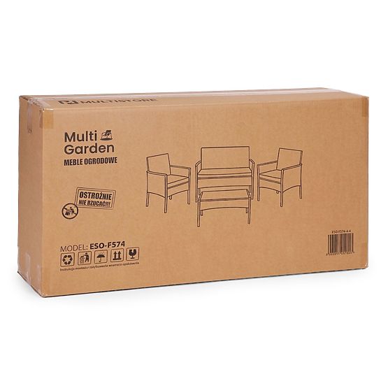 Gartenmöbelset aus Technorattan Bank Tisch Stühle schwarz MultiGarden