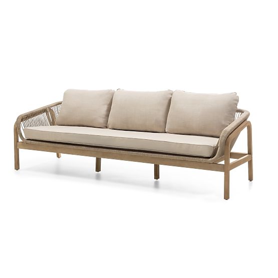 Gartenmöbelset Belpasso, Geflecht, FSC Eukalyptusholz, Teak-Optik, hellbeige