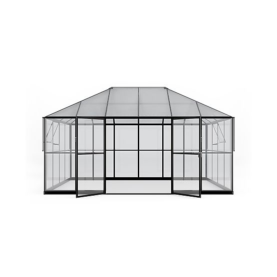 Gartenorangerie EcoGlass Gazebo Standard mit Fundament 12 m² gehärtetes Glas 4 mm, Polycarbonat 6 mm