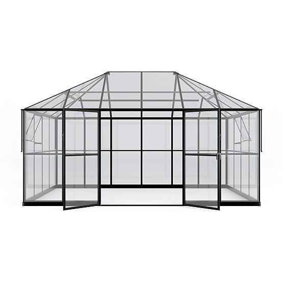 Gartenorangerie ProGlass Gazebo Standard mit Fundament 12 m², gehärtetes Glas 4 mm, Aluminium, schwa