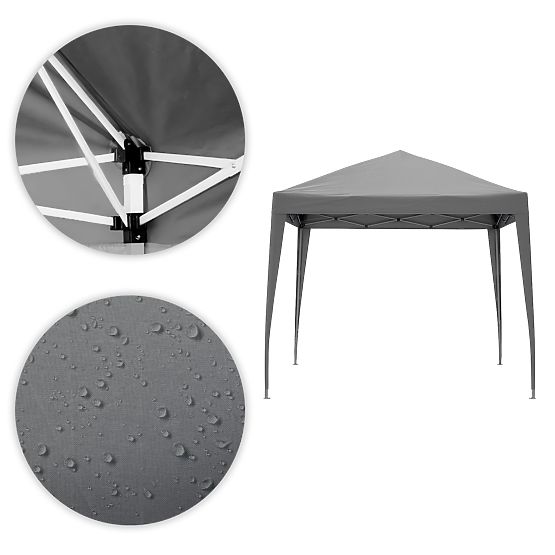 Gartenpavillon-Zelt 3x3 m automatisch aufklappbar + 4 Seitenwände MultiGarden