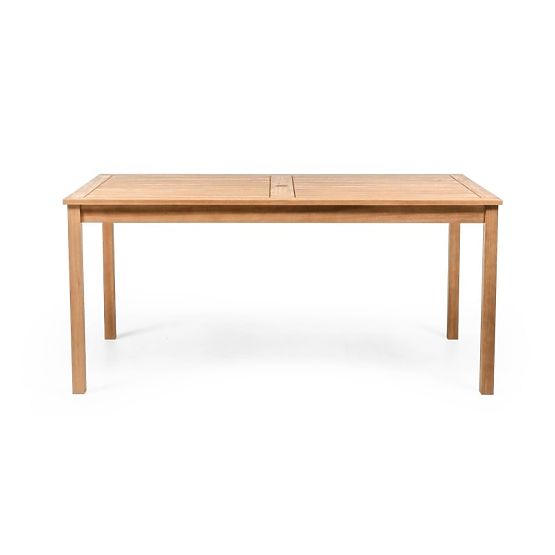 Gartenset Familis Tisch 160 cm + 6 Stühle mit verstellbaren Rückenlehnen und cremefarbenen Kissen, H