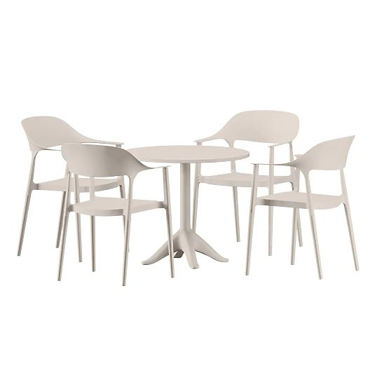 Gartenmöbelset (runder Tisch + 4 Stühle) VITA beige