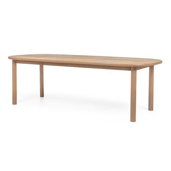 Gartenset Satori II, Tisch 240 cm + 6 Stühle, Akazienholz FSC, Teak-Optik, beige, abgerundet