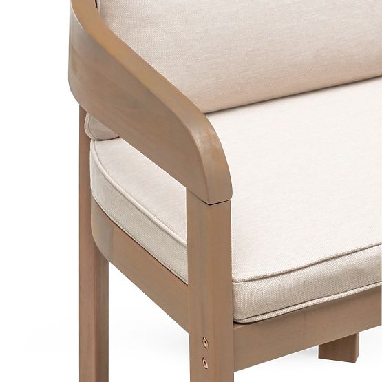 Gartenset Satori, Tisch 183 cm + 6 Stühle, Akazienholz FSC, Teakoptik, beige, abgerundet