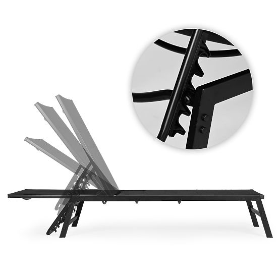 Gartenstrandliege mit verstellbarer Rückenlehne, Stahlkonstruktion, schwarz MultiGarden