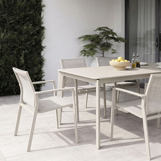 Gartenstuhl Canelli aus Aluminium, hellbeige