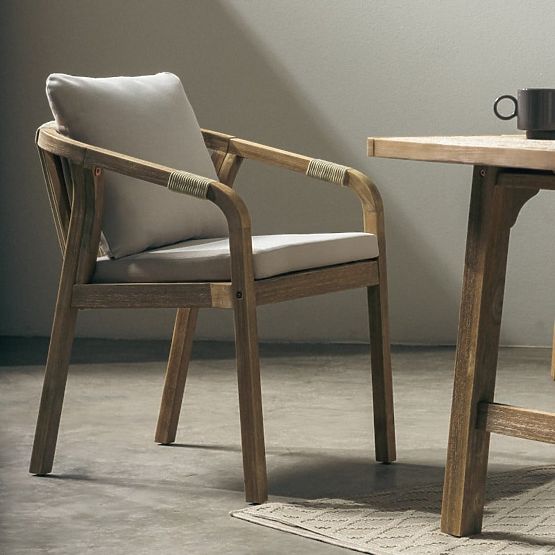 Gartenstuhl Castello mit Geflecht, Akazienholz FSC, Teak-Optik, beige