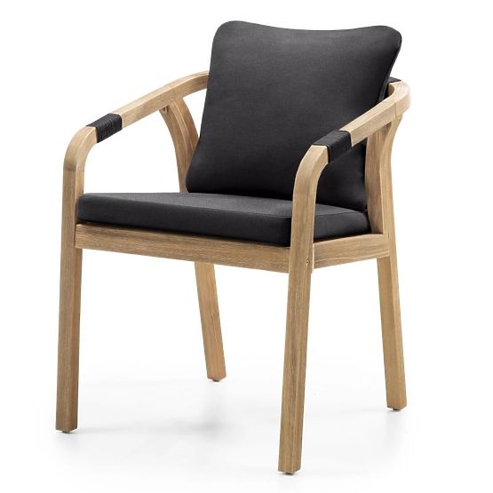 Gartenstuhl Castello mit Geflecht, Akazienholz FSC, Teak-Optik, dunkelgrau