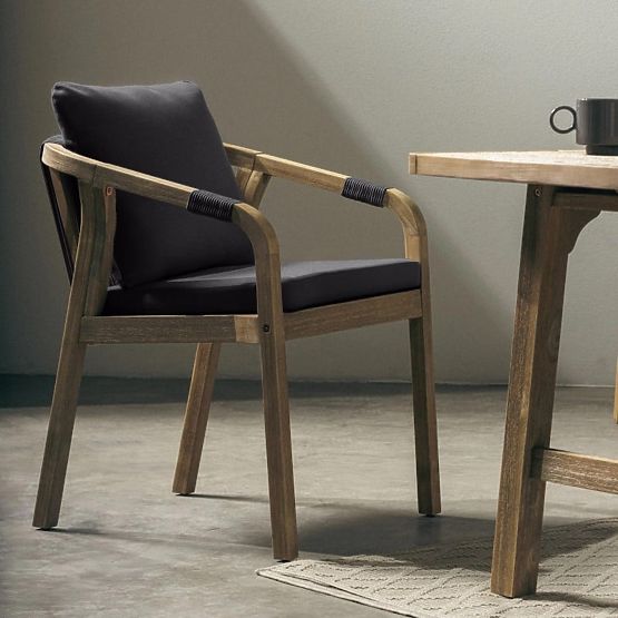 Gartenstuhl Castello mit Geflecht, Akazienholz FSC, Teak-Optik, dunkelgrau