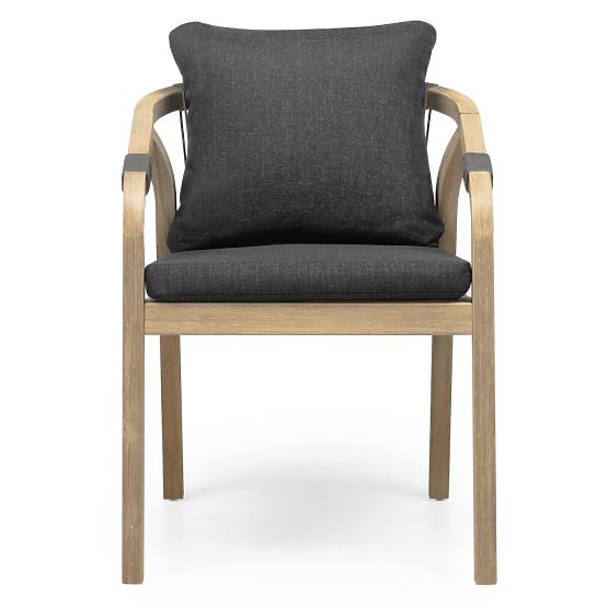 Gartenstuhl Castello mit Geflecht, Akazienholz FSC, Teak-Optik, dunkelgrau