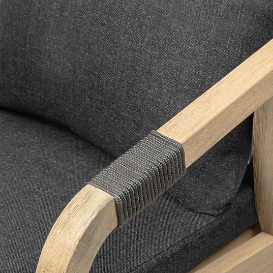 Gartenstuhl Castello mit Geflecht, Akazienholz FSC, Teak-Optik, dunkelgrau