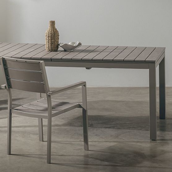 Gartenstuhl Drillo aus Aluminium, beige-grau, Polywood