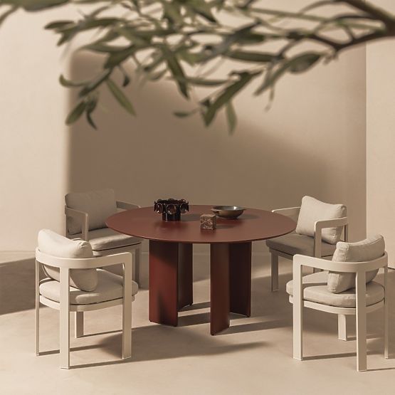 Gartenstuhl Japori aus Aluminium, hellbeige, abgerundet