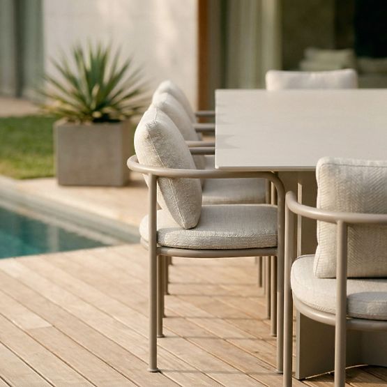 Gartentisch Amarello 220 cm, Aluminium, rechteckig, hellbeige