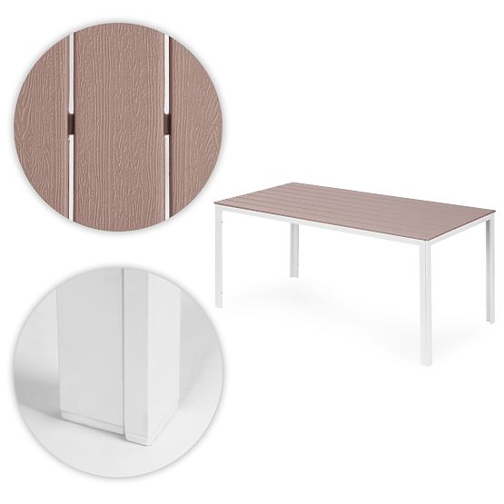 Gartentisch für 6 Personen 156x78 cm Polywood Terrassenmöbel beige weiß MultiGarden