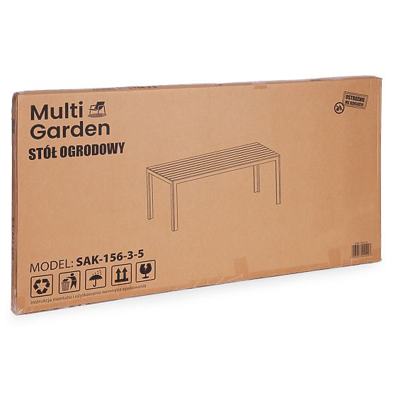 Gartentisch für 6 Personen 156x78 cm Polywood Terrassenmöbel beige weiß MultiGarden