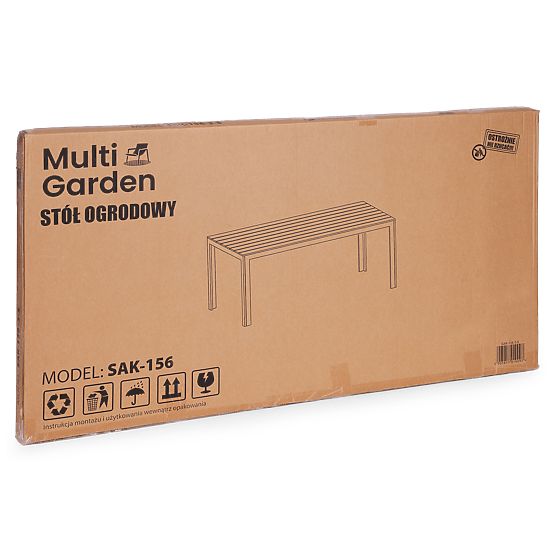 Gartentisch für 6 Personen 156x78 cm Polywood Terrassenmöbel grau weiß MultiGarden