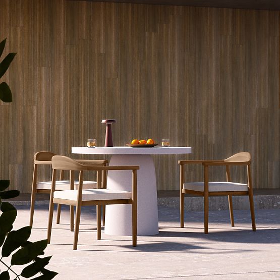 Gartentisch Vibonis 106 cm, rund, zementfarben, hellbeige, matt