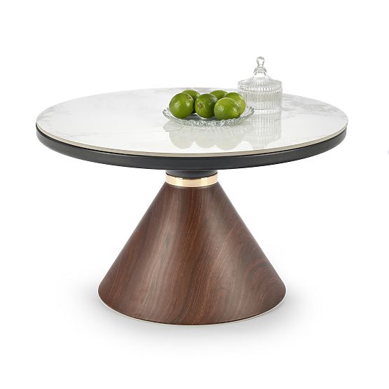 GENESIS Couchtisch weißer Marmor / Nussbaum / gold (2p=1Stk)