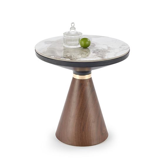 GENESIS_S Couchtisch weißer Marmor / Nussbaum / Gold