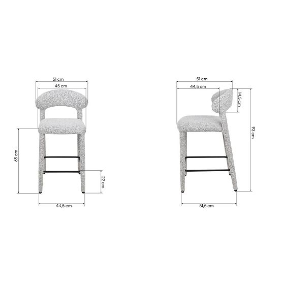 Gepolsterter Barhocker Hiroki, beige-graue Melange