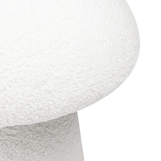 Gepolsterter Pouf Cap, weiß, Bouclé, abgerundete Formen