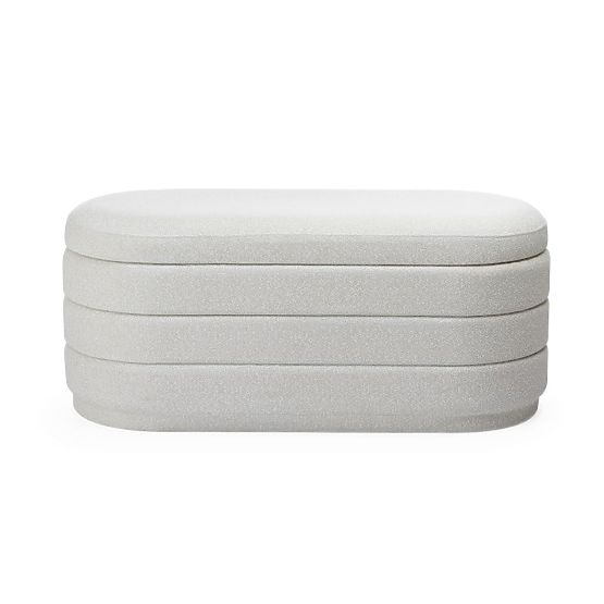 Gepolsterter Pouf Layer mit Stauraum, beige