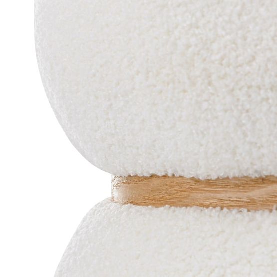 Gepolsterter Pouf Muss, rund, weiß, Bouclé