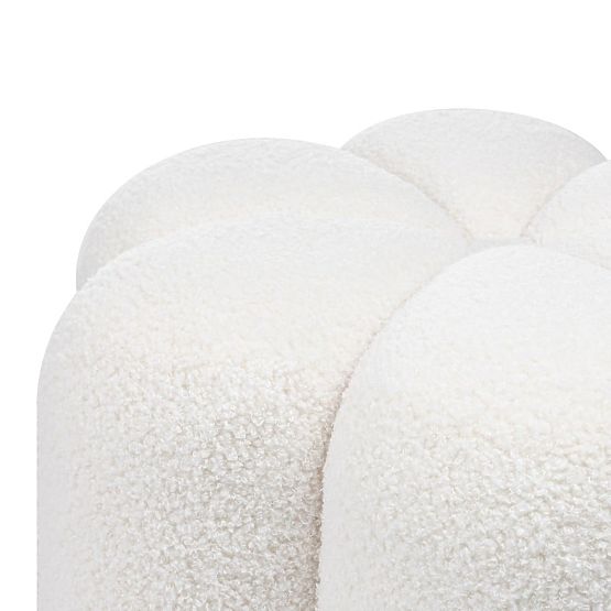 Gepolsterter Pouf Quad, weiß, Bouclé