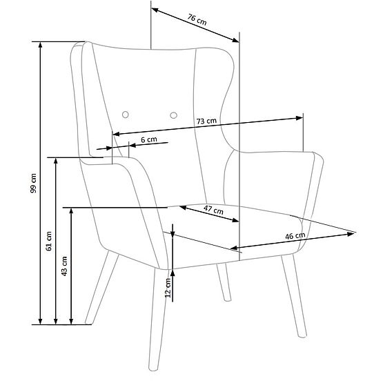 Gepolsterter Sessel COTTO – dunkelgrau