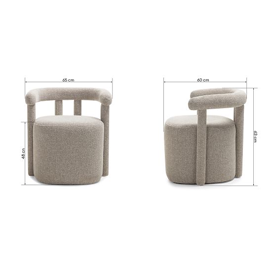 Gepolsterter Sessel Glen grau, abgerundete Formen