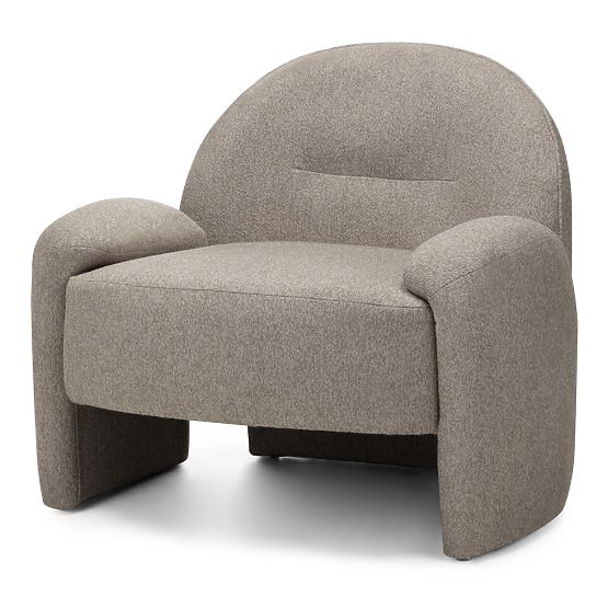 Gepolsterter Sessel Sheli beige-graue Melange, Bouclé, runde Formen