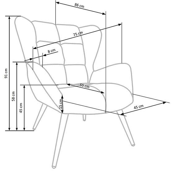Gepolsterter Sessel Tyrion – Zimt