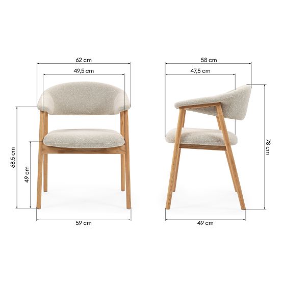 Gepolsterter Stuhl Capri, hellbeige/Eichenholz