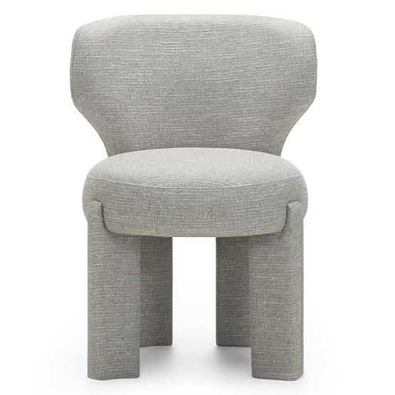 Gepolsterter Stuhl Elaine beige-grau, abgerundete Formen