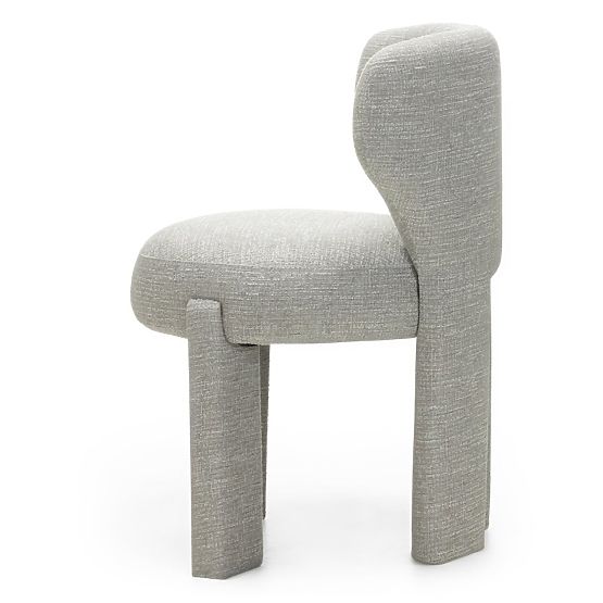 Gepolsterter Stuhl Elaine beige-grau, abgerundete Formen