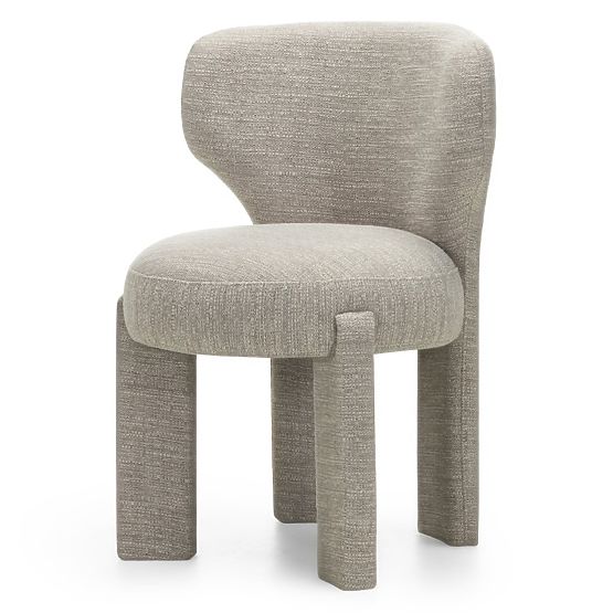 Gepolsterter Stuhl Elaine beige, runde Form