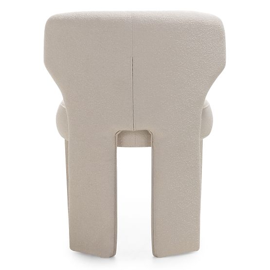 Gepolsterter Stuhl Elaine creme, Bouclé, runde Formen