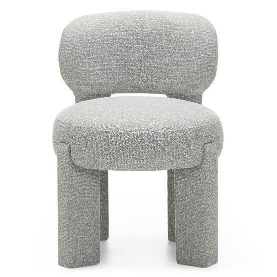 Gepolsterter Stuhl Falone grau, Bouclé, abgerundete Formen