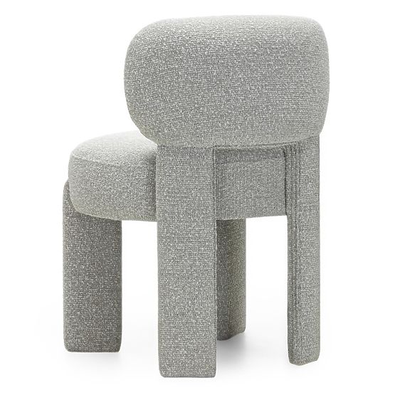 Gepolsterter Stuhl Falone grau, Bouclé, abgerundete Formen