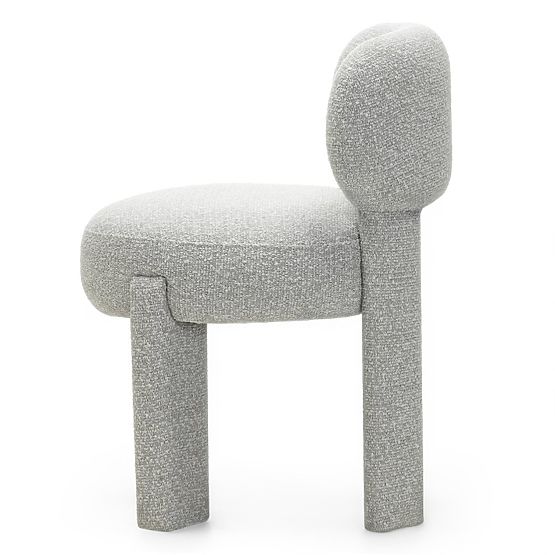 Gepolsterter Stuhl Falone grau, Bouclé, abgerundete Formen