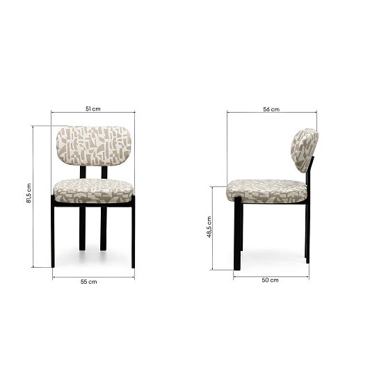 Gepolsterter Stuhl Flare, beige-creme/schwarze Beine