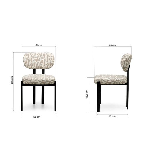 Gepolsterter Stuhl Flare, beige-creme/schwarze Beine