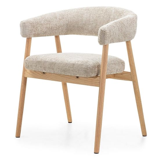 Gepolsterter Stuhl Giovani, beige/Eichenholz, abgerundet