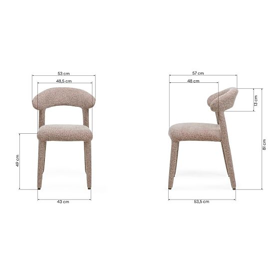 Gepolsterter Stuhl Hiroki, beige-bordeaux meliert