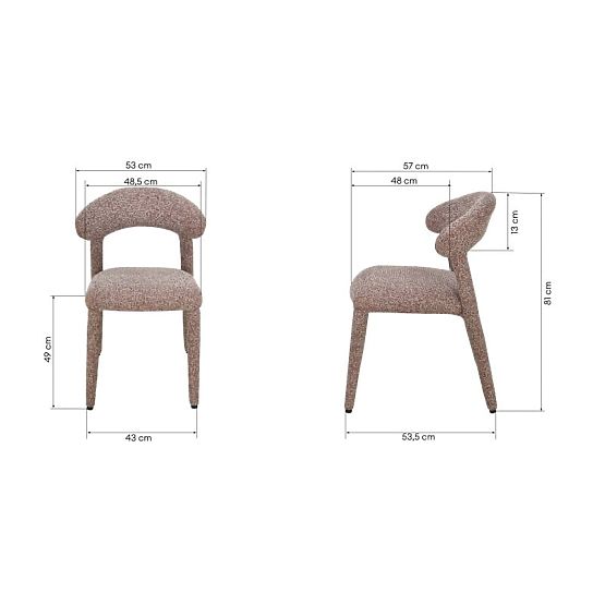 Gepolsterter Stuhl Hiroki, beige-bordeaux meliert
