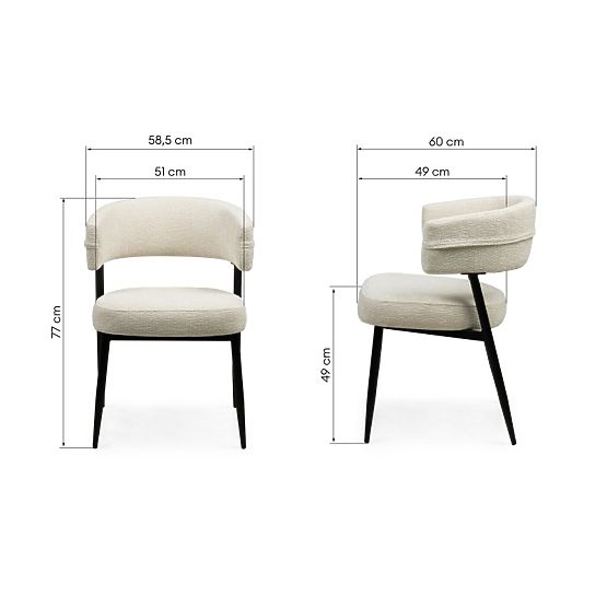 Gepolsterter Stuhl Rosario creme/schwarze Beine